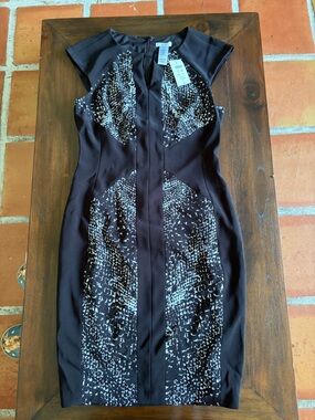 Black Patterned Sheath Dress